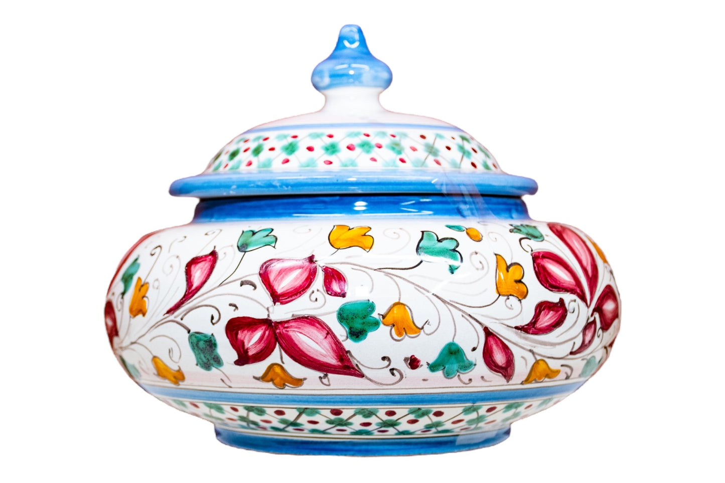 PORTA CIOCCOLATINI/BISCOTTIERA DIAMETRO 15 CM. IN CERAMICA DI CALTAGIRONE A. BORIA