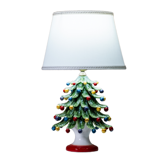 LUME AD ALBERO DI NATALE  VERDE  (ALTEZZA COMPLETA DI PARALUME CM.50)  IN CERAMICA DI CALTAGIRONE ANNA BORIA -