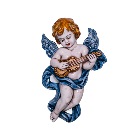 ANGELO SUONATORE  DA MURO IN CERAMICA DI CALTAGIRONE ANNA BORIA