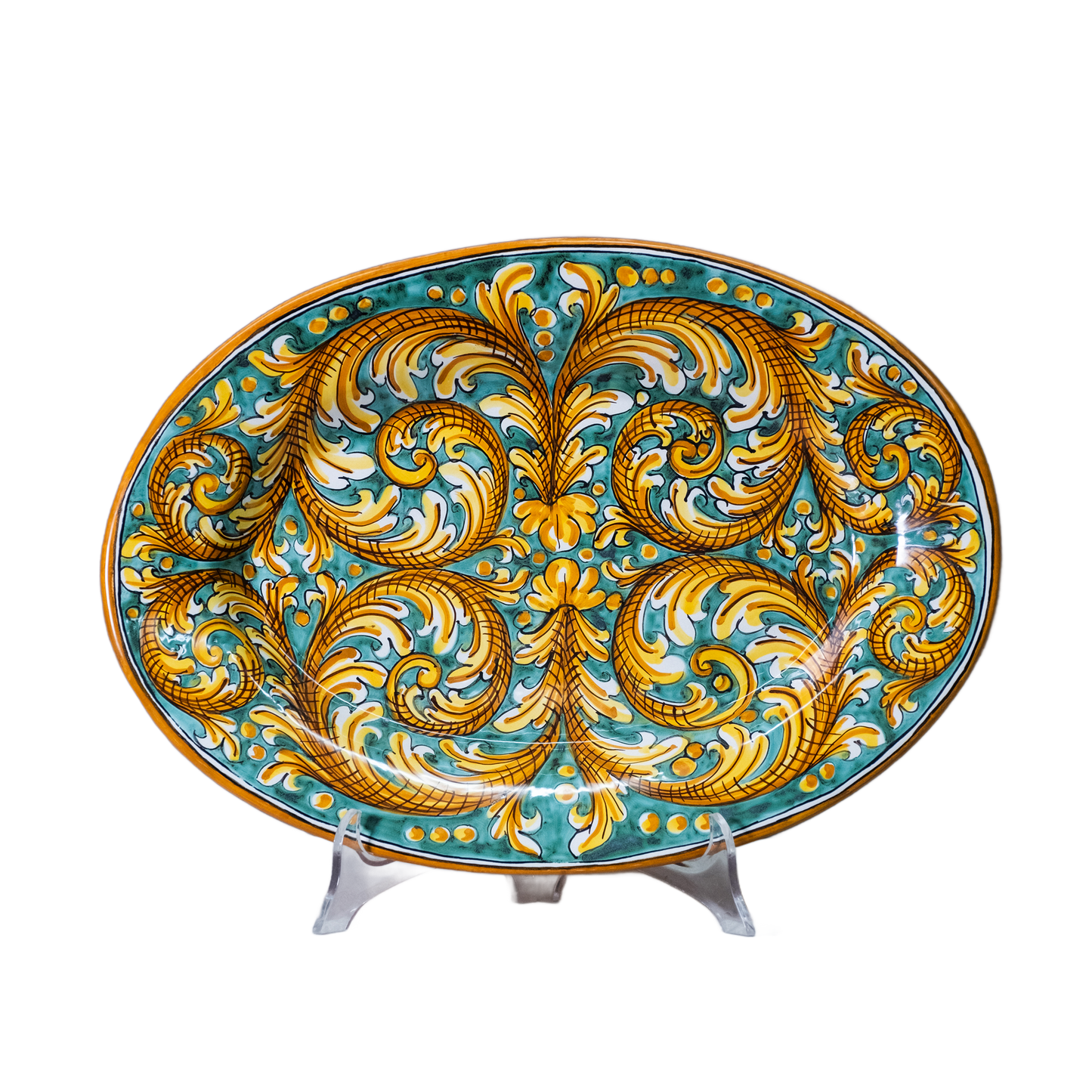 PIATTO OVALE 40X28 IN CERAMICA DI CALTAGIRONE ANNA BORIA