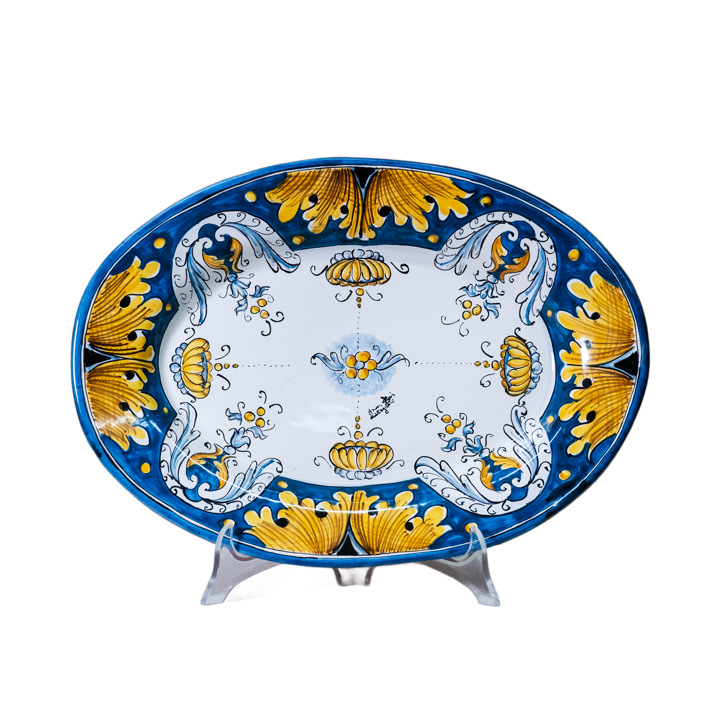 PIATTO OVALE 40X28 IN CERAMICA DI CALTAGIRONE ANNA BORIA