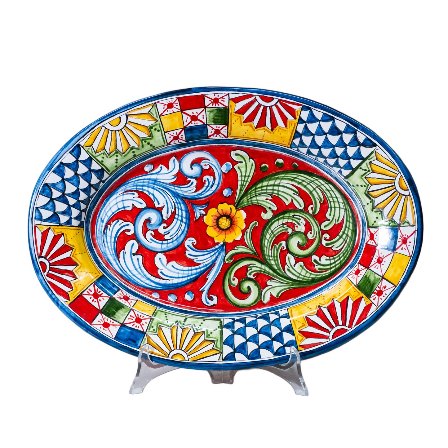PIATTO OVALE 40X28 IN CERAMICA DI CALTAGIRONE ANNA BORIA