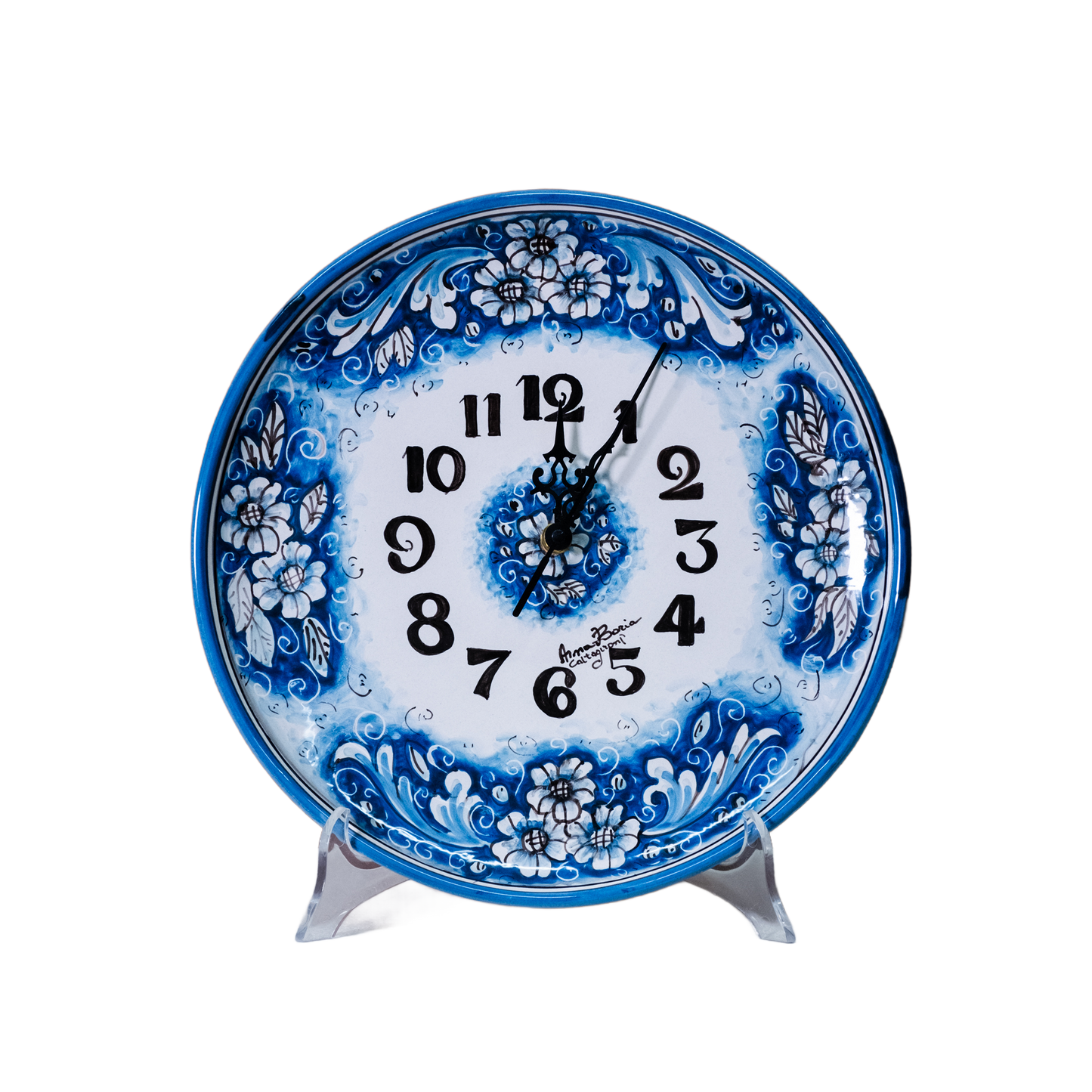 OROLOGIO TONDO IN CERAMICA DI CALTAGIRONE ANNA BORIA