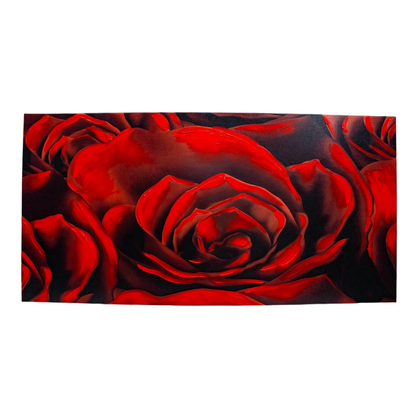 QUADRO 140 X 70 FIORI SPATOLATO ''ROSA ROSSA''