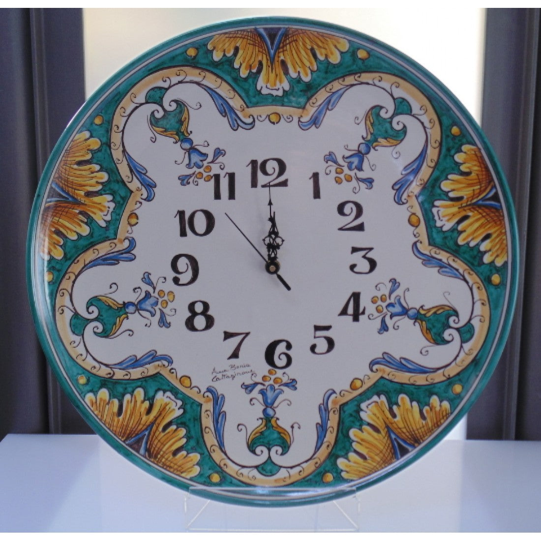 OROLOGIO TONDO IN CERAMICA DI CALTAGIRONE ANNA BORIA