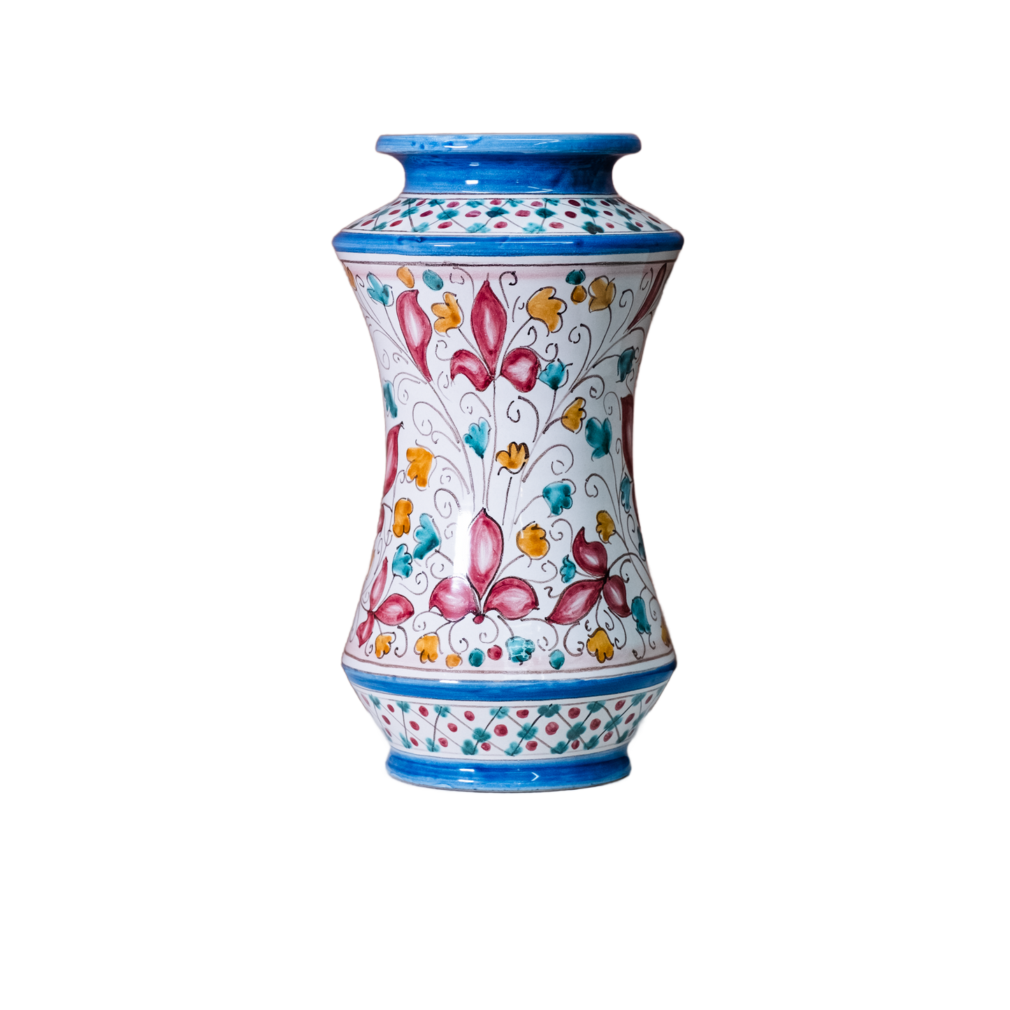 ALBARELLO ORNATO ALTO CM.30  IN CERAMICA DI CALTAGIRONE ANNA BORIA