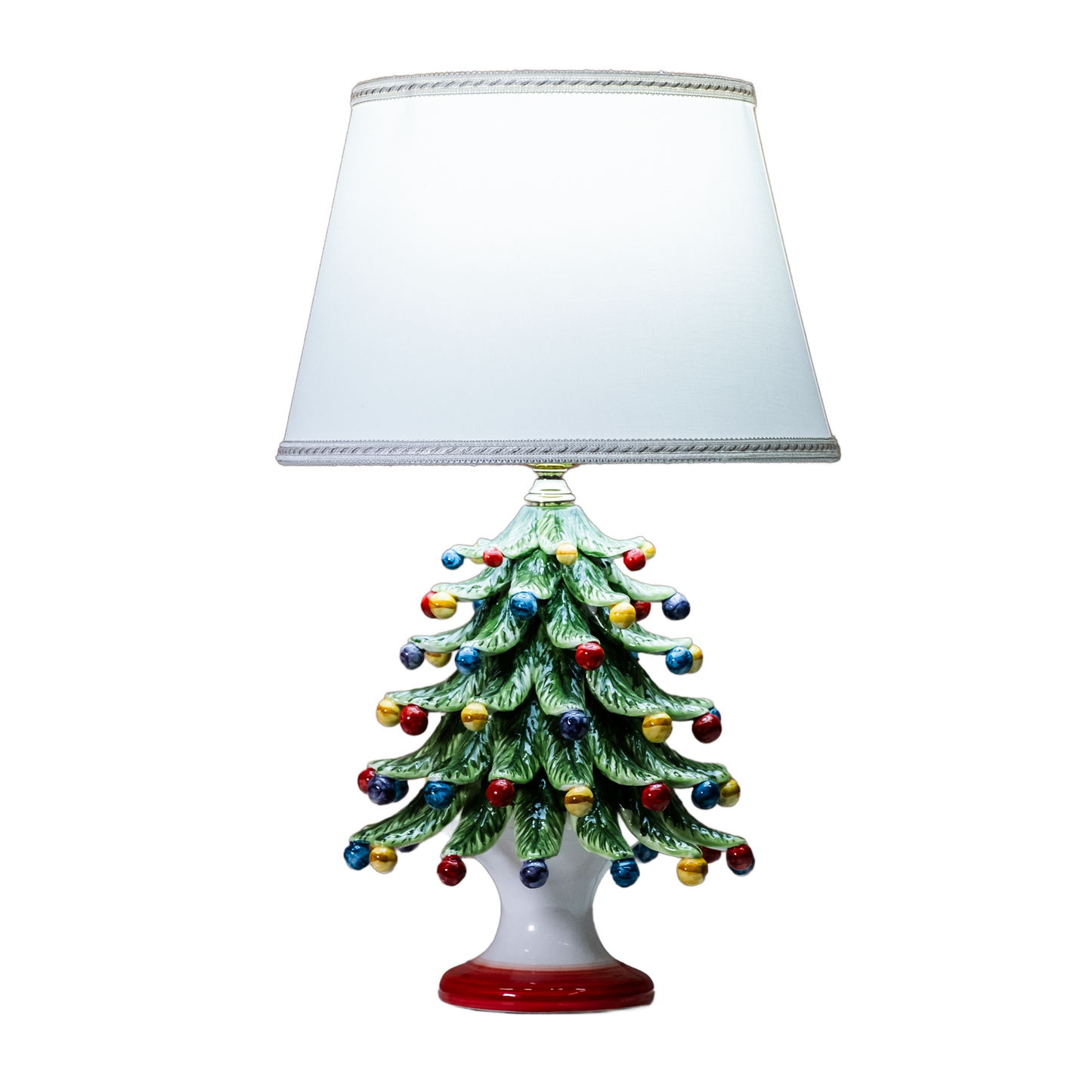 LUME AD ALBERO DI NATALE  VERDE  (ALTEZZA COMPLETA DI PARALUME CM.50)  IN CERAMICA DI CALTAGIRONE ANNA BORIA -