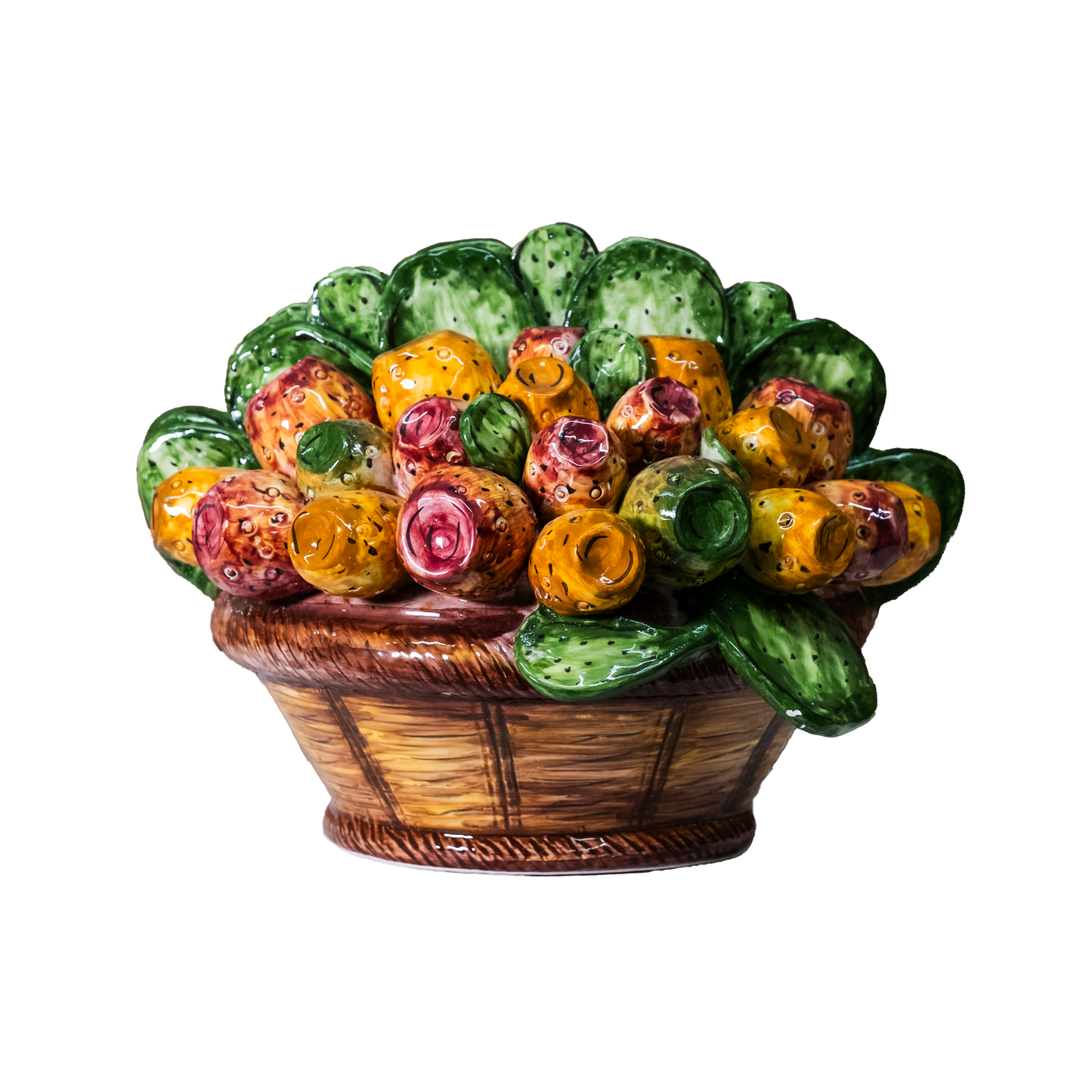 CESTO FICHI D'INDIA IN CERAMICA DI CALTAGIRONE ANNA BORIA