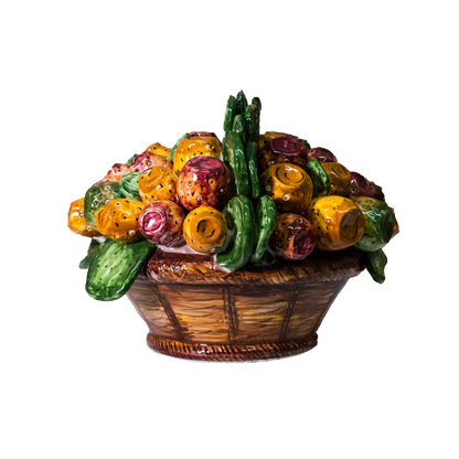 CESTO FICHI D'INDIA IN CERAMICA DI CALTAGIRONE ANNA BORIA