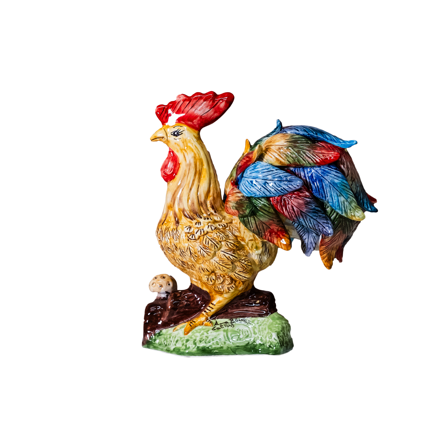 GALLO MODELLATO A MANO IN CERAMICA DI CALTAGIRONE ANNA BORIA