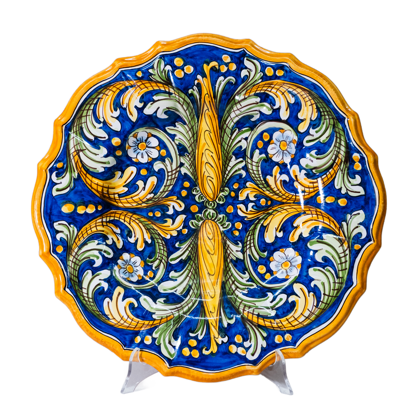 PIATTO SMERLATO  DIAMETRO 45  IN CERAMICA DI CALTAGIRONE ANNA BORIA