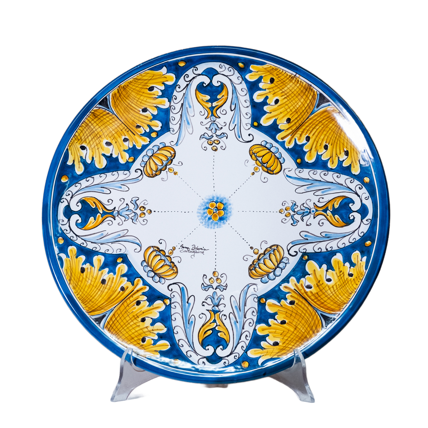 PIATTO TONDO IN CERAMICA DI CALTAGIRONE ANNA BORIA