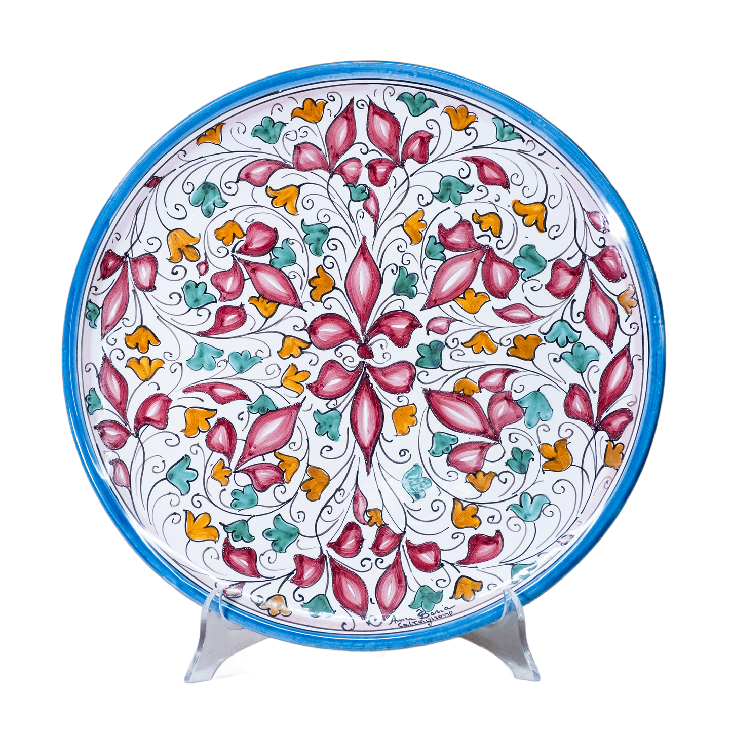 PIATTO TONDO IN CERAMICA DI CALTAGIRONE ANNA BORIA
