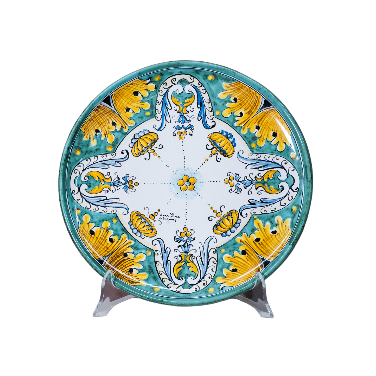 PIATTO TONDO IN CERAMICA DI CALTAGIRONE ANNA BORIA