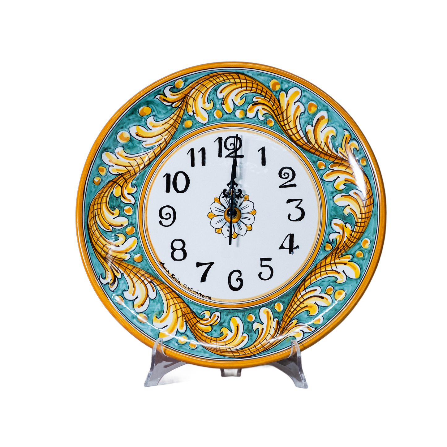OROLOGIO TONDO IN CERAMICA DI CALTAGIRONE ANNA BORIA