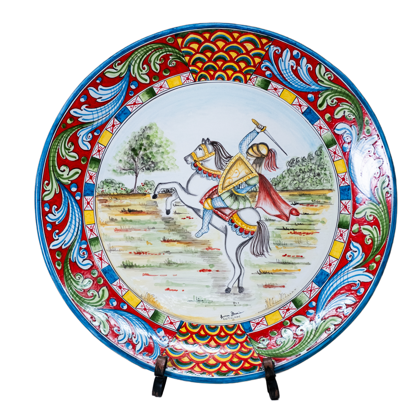 PIATTO FIGURATIVO (DA MURO) DM.55 CM IN CERAMICA DI CALTAGIRONE ANNA BORIA