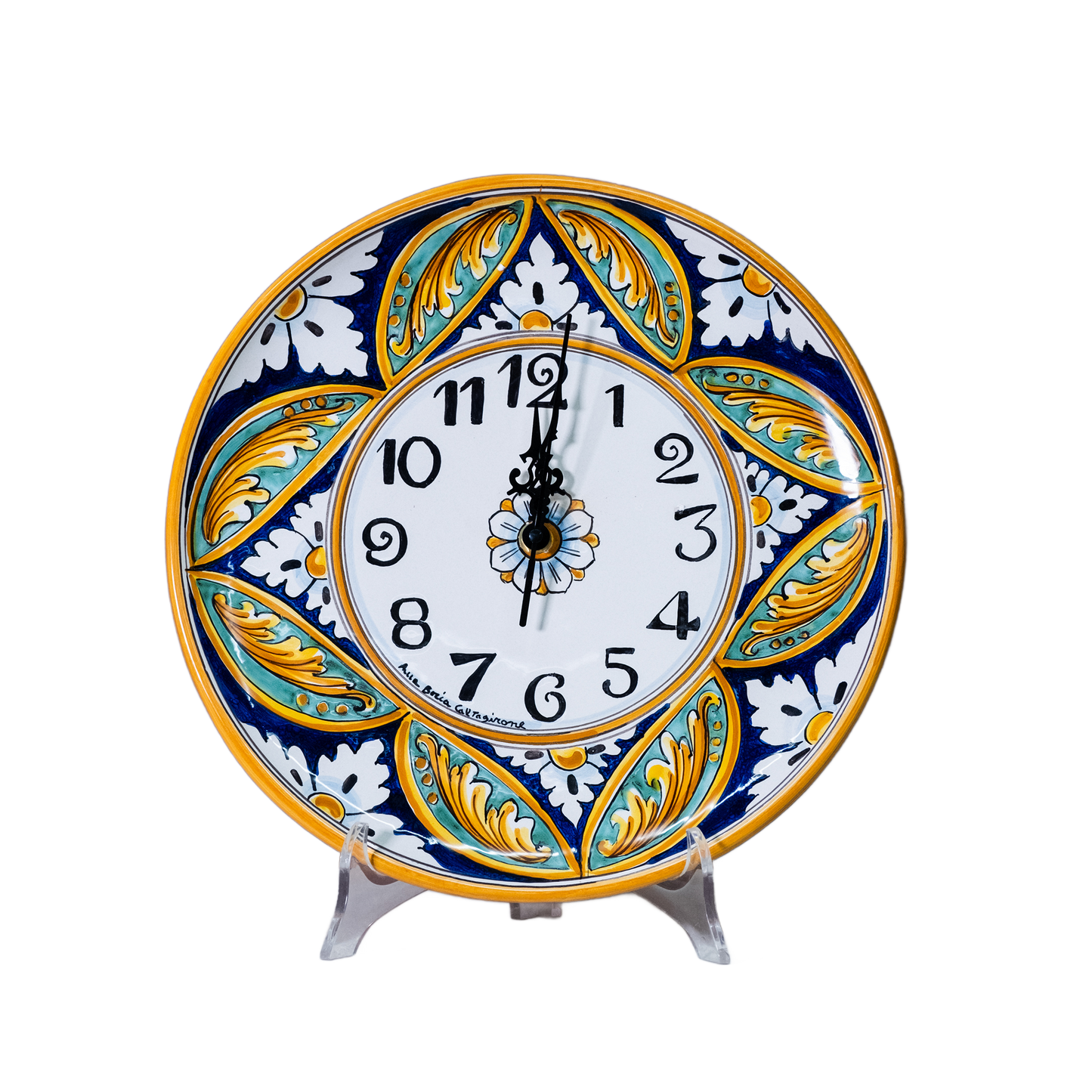 OROLOGIO TONDO IN CERAMICA DI CALTAGIRONE ANNA BORIA