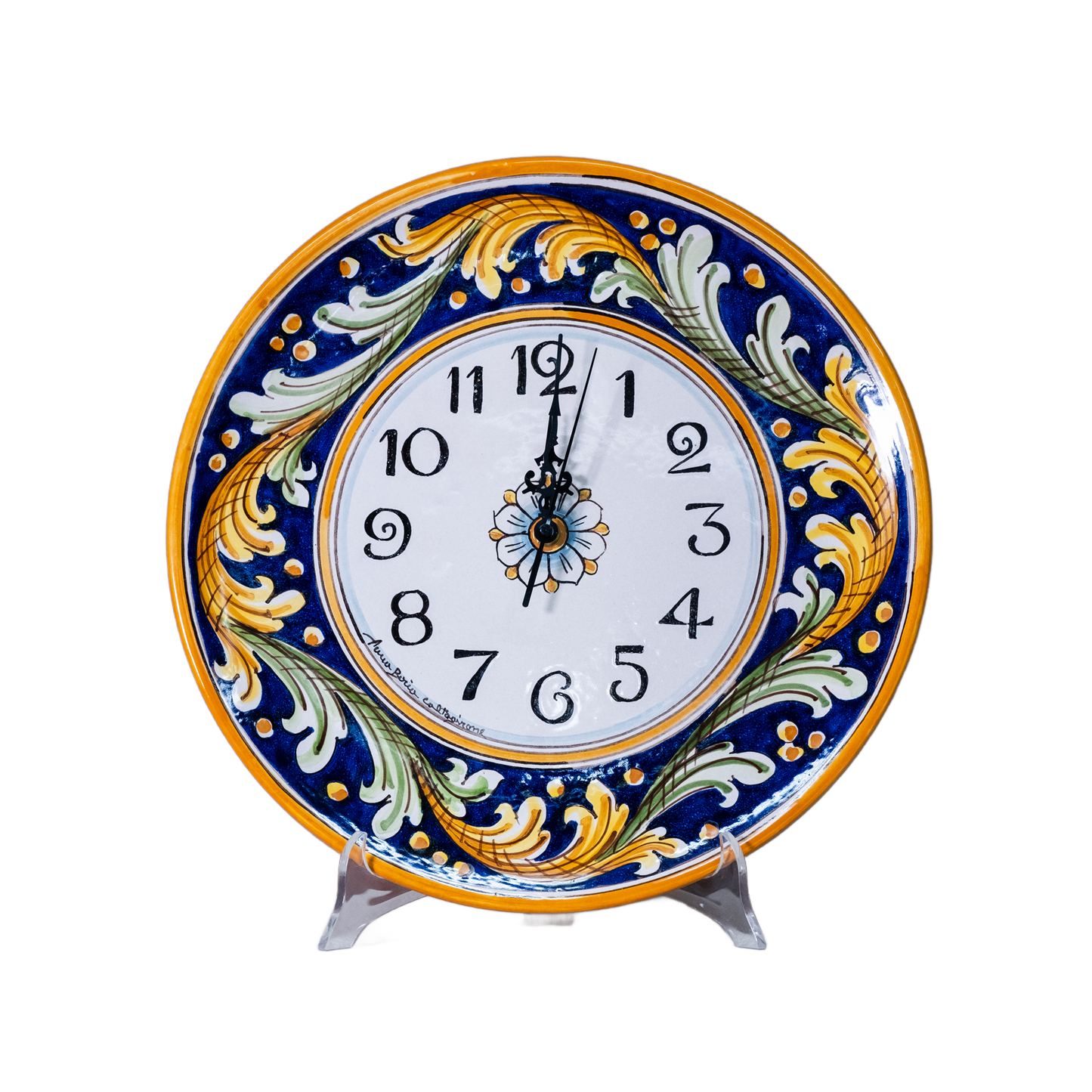 OROLOGIO TONDO IN CERAMICA DI CALTAGIRONE ANNA BORIA