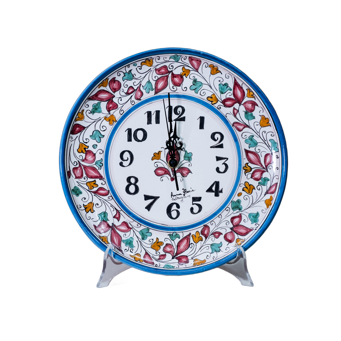 OROLOGIO TONDO IN CERAMICA DI CALTAGIRONE ANNA BORIA
