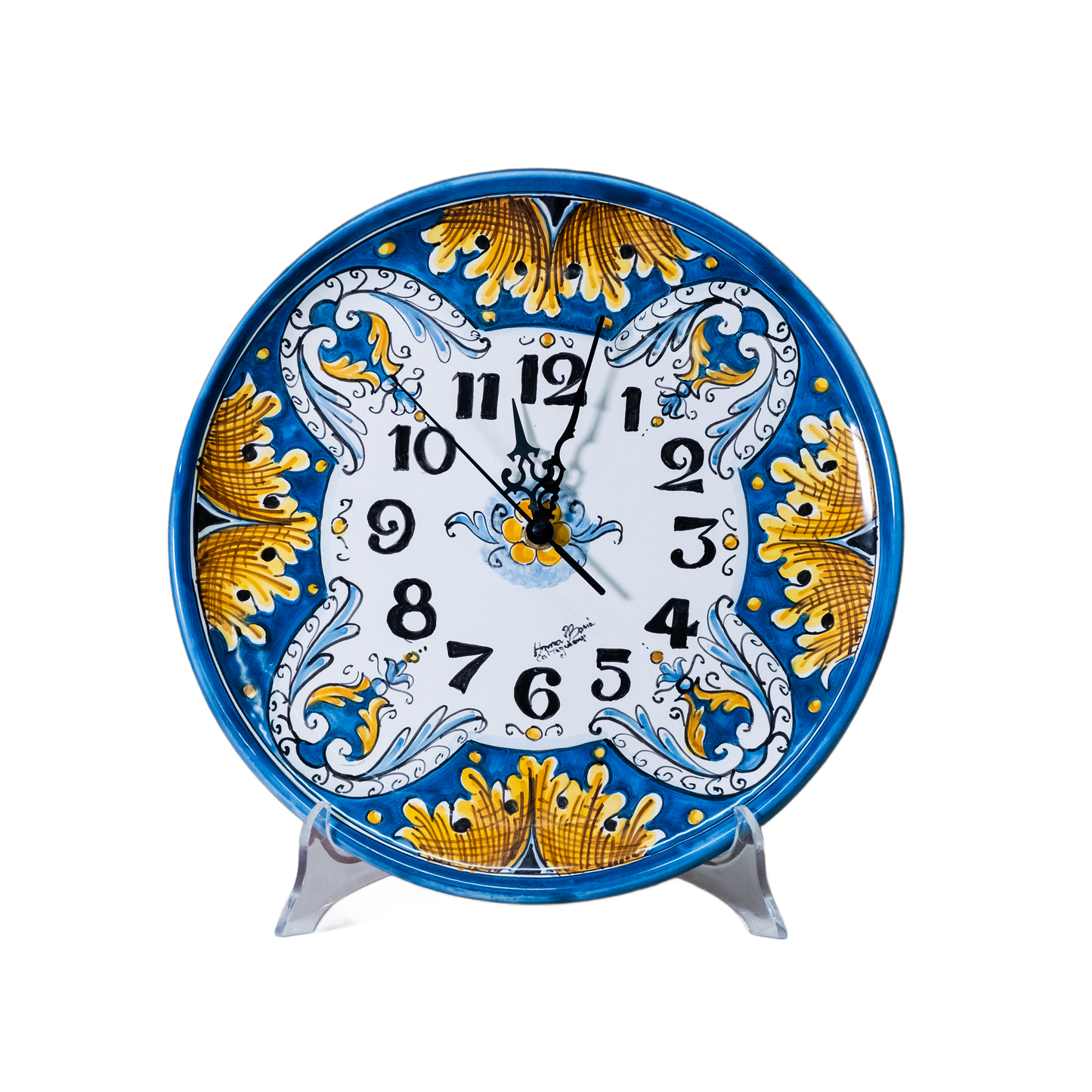 OROLOGIO TONDO IN CERAMICA DI CALTAGIRONE ANNA BORIA