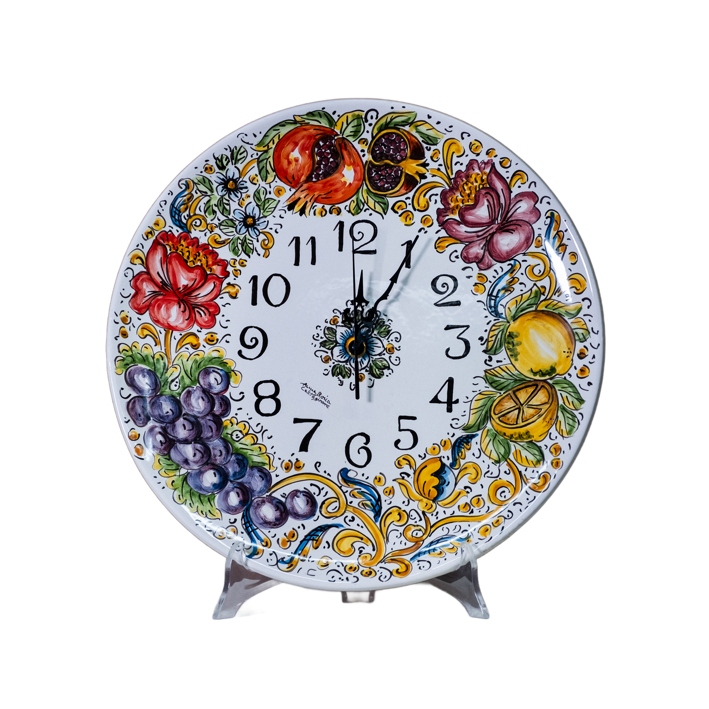 OROLOGIO TONDO IN CERAMICA DI CALTAGIRONE ANNA BORIA